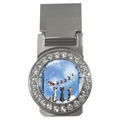 Christmas, Cute Cats Looking In The Sky To Santa Claus Money Clips (cz)  by FantasyWorld7