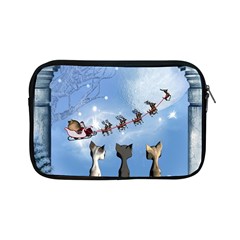 Christmas, Cute Cats Looking In The Sky To Santa Claus Apple Ipad Mini Zipper Cases by FantasyWorld7