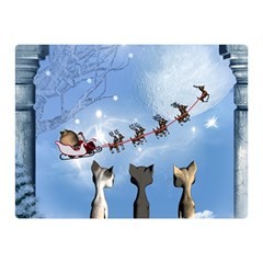 Christmas, Cute Cats Looking In The Sky To Santa Claus Double Sided Flano Blanket (mini)  by FantasyWorld7