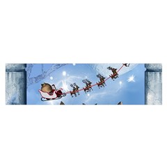 Christmas, Cute Cats Looking In The Sky To Santa Claus Satin Scarf (oblong) by FantasyWorld7