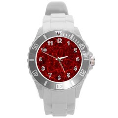 Simulation Red Water Waves Light Round Plastic Sport Watch (l) by Mariart