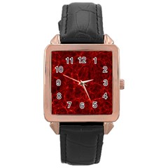 Simulation Red Water Waves Light Rose Gold Leather Watch  by Mariart