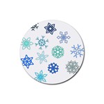 Snowflakes Blue Green Star Rubber Coaster (Round)  Front