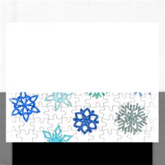 Snowflakes Blue Green Star Rectangular Jigsaw Puzzl by Mariart