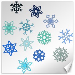 Snowflakes Blue Green Star Canvas 12  x 12  