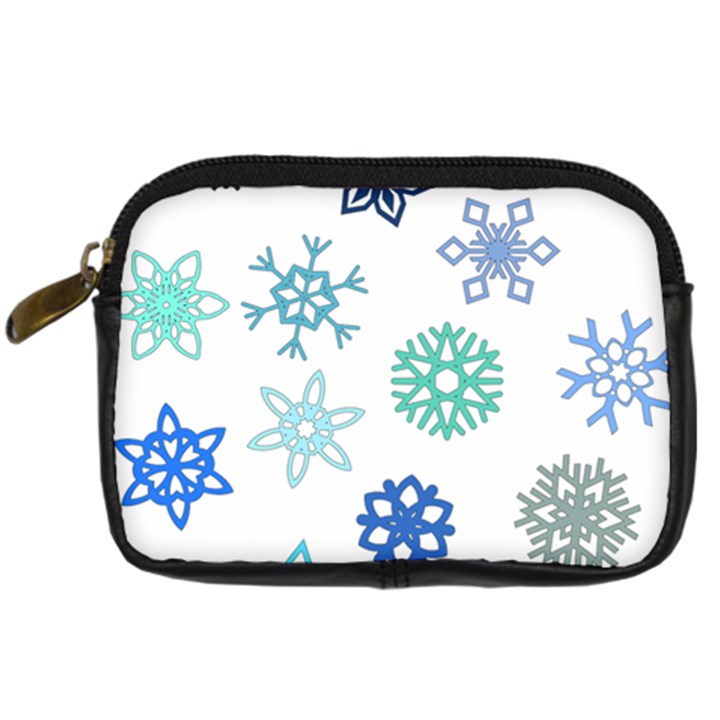 Snowflakes Blue Green Star Digital Camera Cases