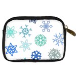 Snowflakes Blue Green Star Digital Camera Cases Back