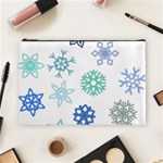 Snowflakes Blue Green Star Cosmetic Bag (Large)  Front