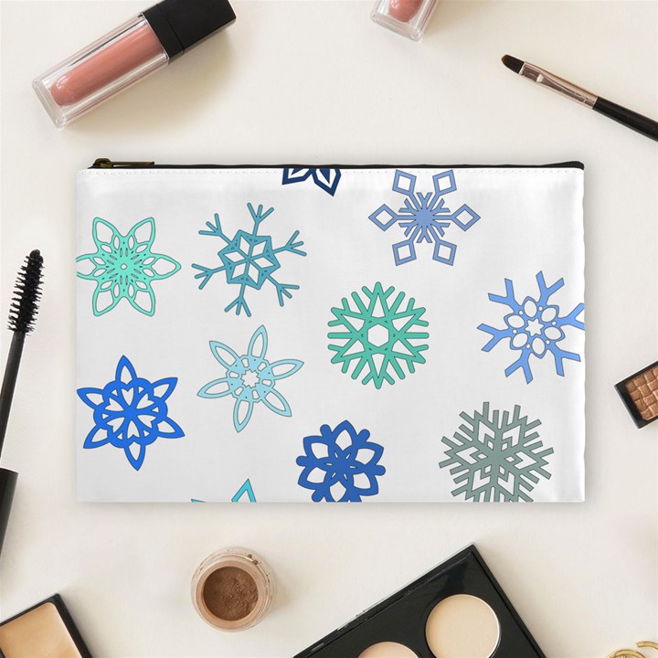 Snowflakes Blue Green Star Cosmetic Bag (Large) 