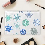 Snowflakes Blue Green Star Cosmetic Bag (Large)  Back