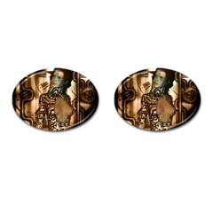 Steampunk, Steampunk Women With Clocks And Gears Cufflinks (oval) by FantasyWorld7