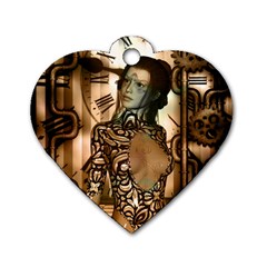 Steampunk, Steampunk Women With Clocks And Gears Dog Tag Heart (one Side) by FantasyWorld7