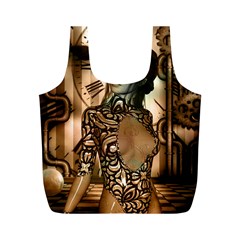 Steampunk, Steampunk Women With Clocks And Gears Full Print Recycle Bags (m)  by FantasyWorld7