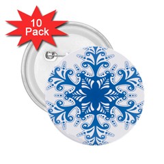 Snowflakes Blue Flower 2 25  Buttons (10 Pack)  by Mariart