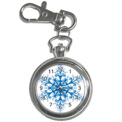 Snowflakes Blue Flower Key Chain Watches by Mariart