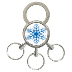 Snowflakes Blue Flower 3-ring Key Chains by Mariart