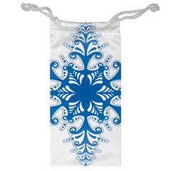 Snowflakes Blue Flower Jewelry Bag by Mariart