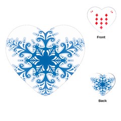 Snowflakes Blue Flower Playing Cards (heart)  by Mariart