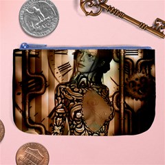 Steampunk, Steampunk Women With Clocks And Gears Large Coin Purse by FantasyWorld7