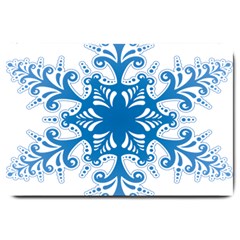 Snowflakes Blue Flower Large Doormat  by Mariart