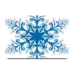 Snowflakes Blue Flower Plate Mats by Mariart