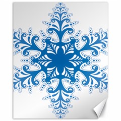 Snowflakes Blue Flower Canvas 11  X 14   by Mariart