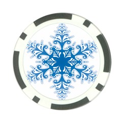 Snowflakes Blue Flower Poker Chip Card Guard by Mariart