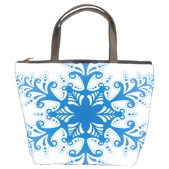 Snowflakes Blue Flower Bucket Bags by Mariart