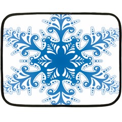 Snowflakes Blue Flower Fleece Blanket (mini)