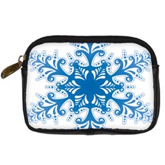 Snowflakes Blue Flower Digital Camera Cases by Mariart