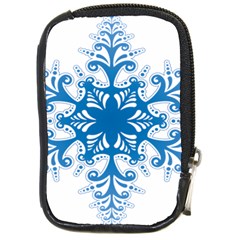 Snowflakes Blue Flower Compact Camera Cases by Mariart