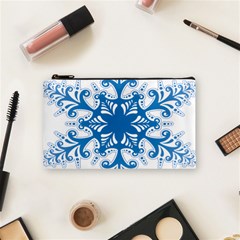 Snowflakes Blue Flower Cosmetic Bag (small)  by Mariart