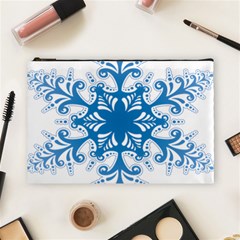 Snowflakes Blue Flower Cosmetic Bag (large)  by Mariart