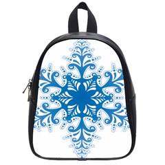 Snowflakes Blue Flower School Bag (small) by Mariart