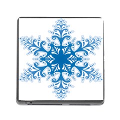 Snowflakes Blue Flower Memory Card Reader (square) by Mariart