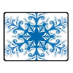 Snowflakes Blue Flower Fleece Blanket (small) by Mariart