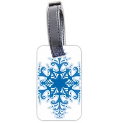 Snowflakes Blue Flower Luggage Tags (two Sides) by Mariart