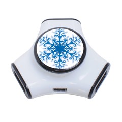 Snowflakes Blue Flower 3-port Usb Hub by Mariart