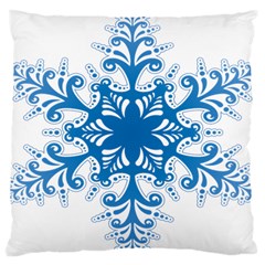 Snowflakes Blue Flower Large Cushion Case (two Sides) by Mariart