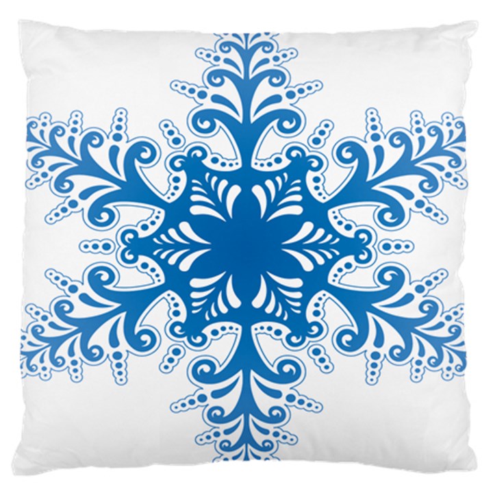 Snowflakes Blue Flower Large Cushion Case (Two Sides)