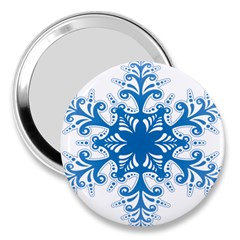 Snowflakes Blue Flower 3  Handbag Mirrors by Mariart