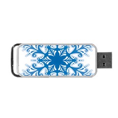 Snowflakes Blue Flower Portable Usb Flash (two Sides) by Mariart