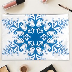 Snowflakes Blue Flower Cosmetic Bag (xxl)  by Mariart