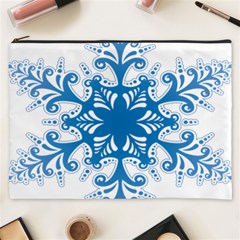 Snowflakes Blue Flower Cosmetic Bag (xxxl)  by Mariart