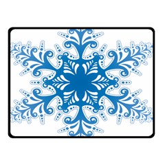 Snowflakes Blue Flower Double Sided Fleece Blanket (small)  by Mariart