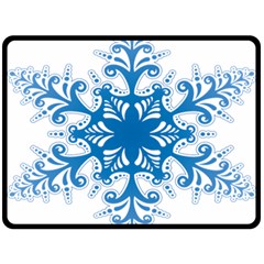 Snowflakes Blue Flower Double Sided Fleece Blanket (large)  by Mariart