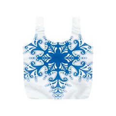 Snowflakes Blue Flower Full Print Recycle Bags (s)  by Mariart