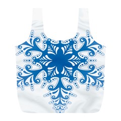 Snowflakes Blue Flower Full Print Recycle Bags (l)  by Mariart