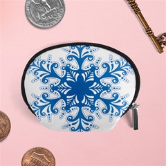 Snowflakes Blue Flower Accessory Pouches (small)  by Mariart