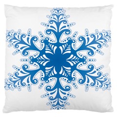 Snowflakes Blue Flower Standard Flano Cushion Case (two Sides) by Mariart